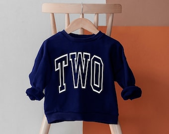 TWO Kids Sweatshirt | Turning 2 Second Birthday Gift | Custom Child's Age Bday Party Sweatshirt