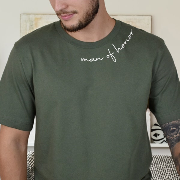 Man of Honor Gift - Bridesman Shirt or Sweatshirt - Gender Neutral Co Ed Bridal Party Crewnecks - Custom Text Collar Sweatshirts