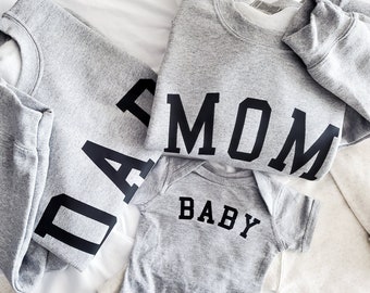 Family Matching Shirts | Mom and Dad Sweatshirts | Custom Family Baby Announcement