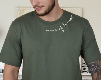 Man of Honor Gift - Bridesman Shirt or Sweatshirt - Gender Neutral Co Ed Bridal Party Crewnecks - Custom Text Collar Sweatshirts