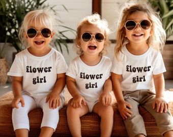 Retro Flower Girl Tshirt, Petal Patrol Outfit, Cute Toddler Wedding Shirt, Flower Girl Gift, Flower Girl Top