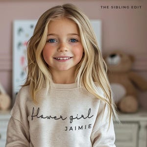 Personalized Flower Girl Sweatshirt | Jr Bridesmaid Sweater or Fleece Bodysuit with Name