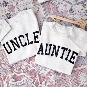 Custom Auntie Uncle Sweatshirts or Bodysuit | NEUTRAL IVORY Family Baby Reveal Gifts