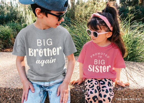 Matching Sibling Big Little Shirts | Promoted to Big Sister Brother Again Baby Reveal Shirts