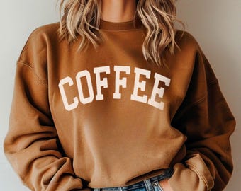 Preppy Coffee Sweatshirt or Tshirt | Coffee Lover Crewneck For Her | Sweater Weather Fall Gift Shirt