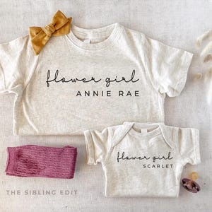 Flower Girl Tshirt, Personalized Flower Girl Gift, Jr Bridesmaid, Cute Toddler Flower Girl Shirt with Name image 3