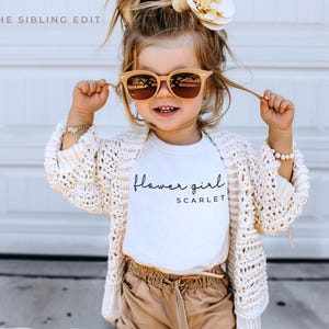 Flower Girl Tshirt, Personalized Flower Girl Gift, Jr Bridesmaid, Cute Toddler Flower Girl Shirt with Name image 7