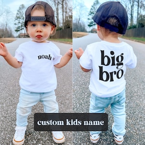 Camiseta personalizada de hermano mayor con nombre / Camiseta o body infantil de hermano mayor con nombre / Camiseta infantil personalizada con nombre