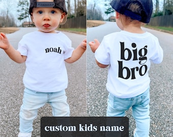 Personalized Big Bro with Name Shirts | Big Brother Kids Name Tshirt | Custom Child's Name Shirt