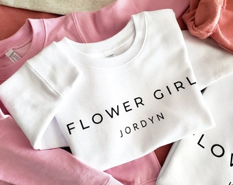 Modern Flower Girl Sweatshirt with Name or Date | Personalized Gift for Flower Girl