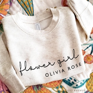 Personalized Flower Girl Sweatshirt, Jr Bridesmaid Sweater with Name, Custom Flower Girl Gift, Toddler Sweatshirt