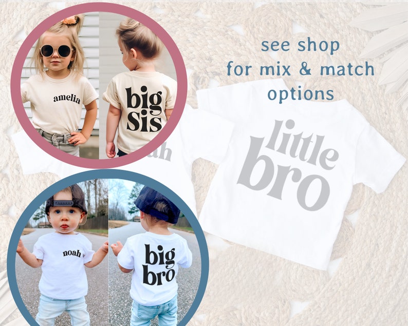 Personalized Big Bro with Name Shirts Big Brother Kids Name Tshirt Custom Child's Name Shirt image 10