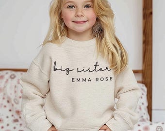 Big Sister Sweatshirt or Bodysuit | Custom Big Sister Crewneck | Cute Sister Brother Matching Baby Hospital Outfits