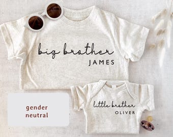 Big Brother Little Brother T-shirt or Bodysuit | Custom Big Brother with Name Tee | Big Bro Club Brother Matching Baby Hospital Outfits