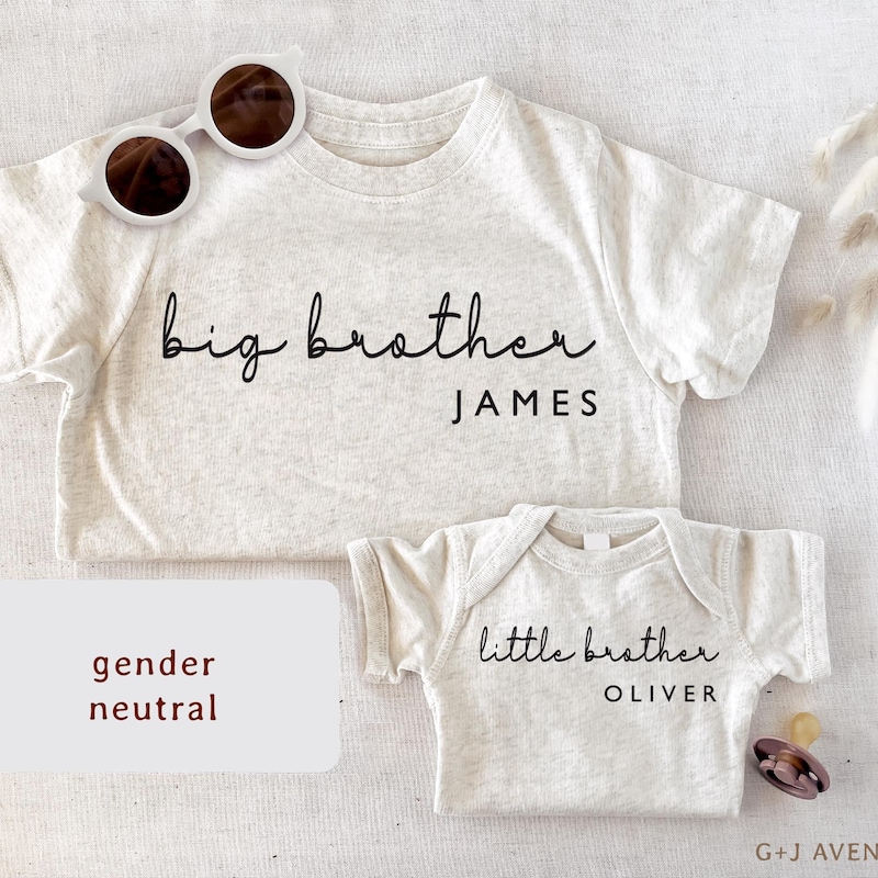 Big Brother Little Brother T-shirt or Bodysuit | Custom Big Brother with Name Tee | Big Bro Club Brother Matching Baby Hospital Outfits