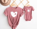 Mommy and Me Matching T-shirt and Bodysuit| Mother Daughter Matching | Heart Missing Piece | Pink Outfit | First Mothers Day