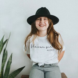 Flower Girl Tshirt, Personalized Flower Girl Gift, Jr Bridesmaid, Cute Toddler Flower Girl Shirt with Name image 5