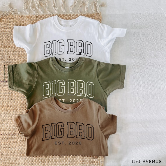 BIG BRO Est 2026 Shirts | Big Brother Announcement Tee with Custom Year | New Custom Text Boys Shirts