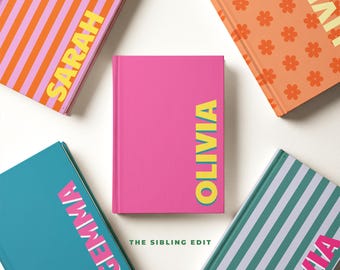 Custom Name Notebook, Birthday Gift for Her, Colorful Personalized Journal, Initials Diary, Gratitude or Company Gift