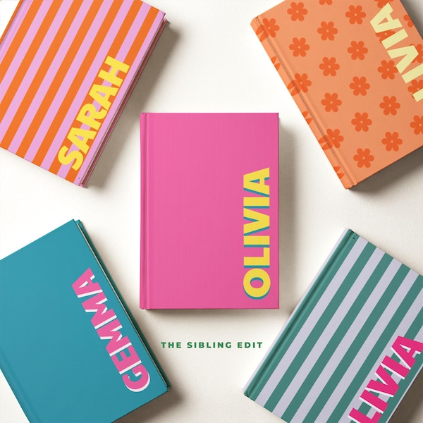 Custom Name Notebook, Birthday Gift for Her, Colorful Personalized Journal, Initials Diary, Gratitude or Company Gift
