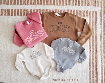 Sibling Sweatshirts | The First Second Third Fleece Bodysuits | Big Little Family 1st 2nd 3rd 4th 5th Pregnancy Announcement