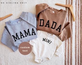 Mama Dada Mini Sweatshirts | Mom Dad and Baby Family Announcement