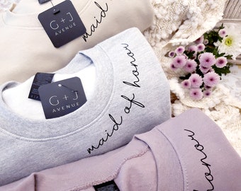 Maid of Honor Sweatshirt, Minimalist Bridal Party Gift