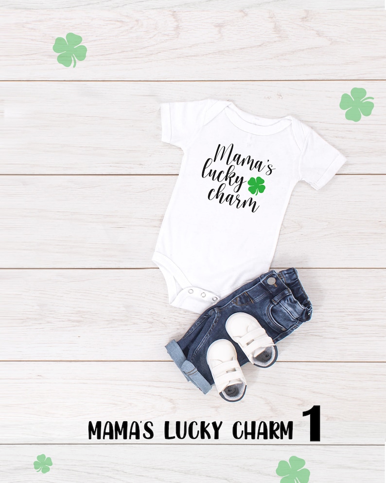 St Patricks Day One Piece or Toddler Tshirt Kids Gender Neutral Bodysuit or Tee Mama/'s Lucky Charm Baby Clothes