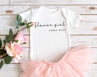 Custom Flower Girl Baby Bodysuit | Infant Baby Flower Girl Bodysuit with Name or Date
