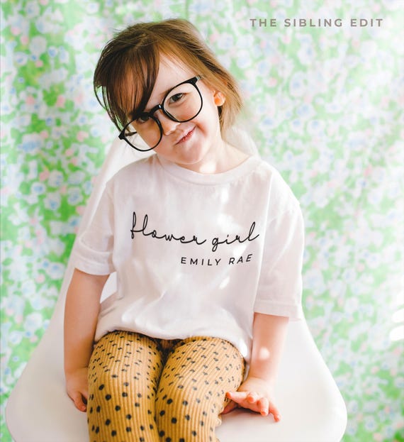 Flower Girl Tshirt, Personalized Flower Girl Gift, Jr Bridesmaid, Cute Toddler Flower Girl Shirt with Name
