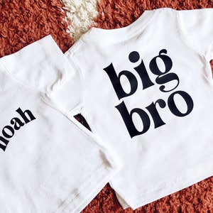Personalized Big Bro with Name Shirts Big Brother Kids Name Tshirt Custom Child's Name Shirt image 4