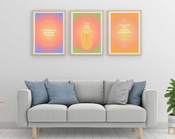 Positive Aura Posters Set Of 3, Digital file, Spiritual Poster, Gradient Print, Colourful Aura Poster, Trendy  Wall Art DIGITAL DOWNLOAD