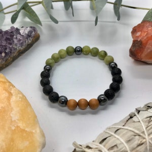 Matte Jade and sandalwood aromatherapy bracelet