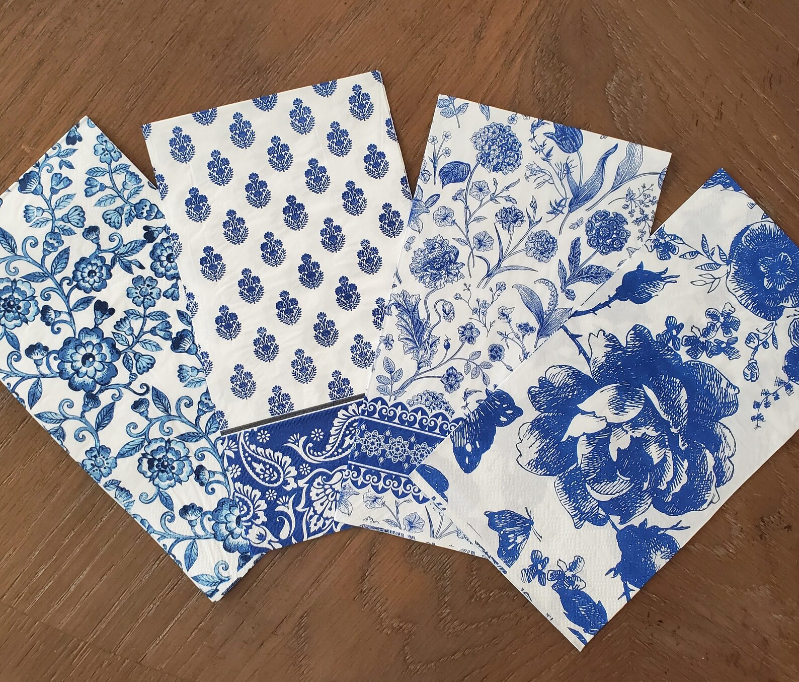 Blue & White Decoupage Napkin Bundle chinoiserie Collage Etsy