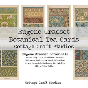 Botanical Tea Cards [Digital Ephemera, Digital Scrapbook, Floral, Art Nouveau, Botanical, Digital Junk Journals]