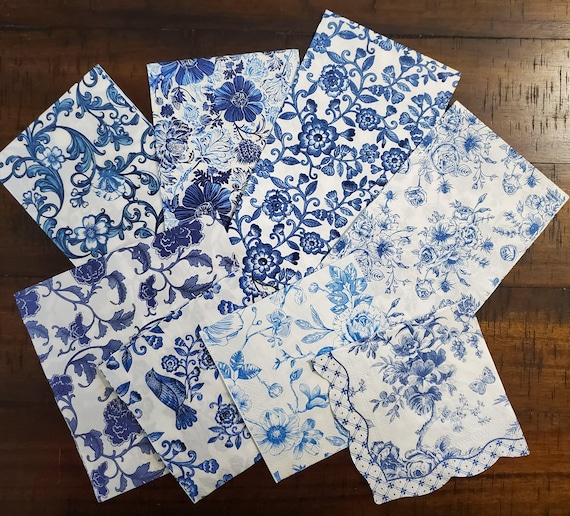 Blue & White Decoupage Napkin Bundle [Chinoiserie, Collage Napkins, Crafting, Ephemera, Mixed Media]