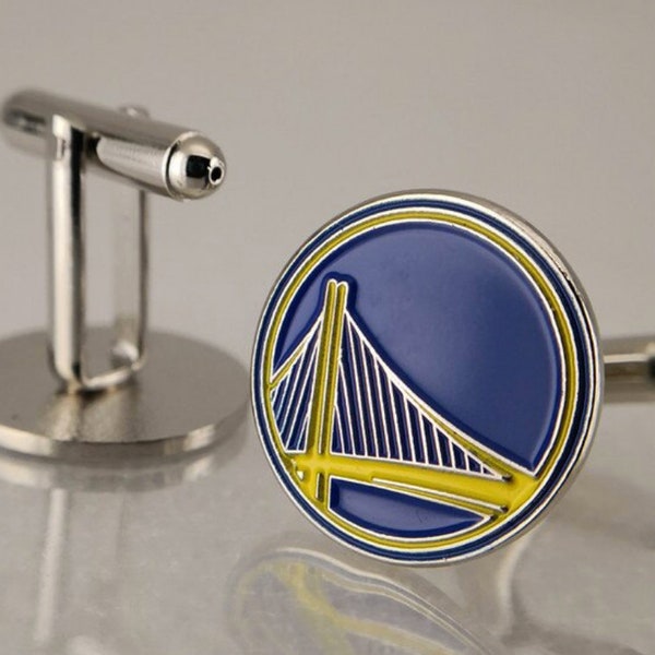 Warriors basketball Men's cufflinks National basketball championship steph curry clay thompson splash brothers golden state bridge wedding