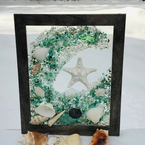 Crushed Glass Crashing Wave Wall Hanging, Suncatcher, Window Art