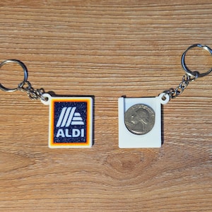 3D Printed Aldi Quarter Keychain | Shopping Cart Coin Holder | Snap-In Quarter Aldi Token | Reusable Quarter Holder for Aldi Carts