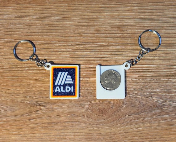 3D Printed Aldi Quarter Keychain Shopping Cart Coin Holder