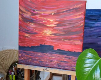 Stockolm Sunset Painting on canvas 30x30cm (made on order)