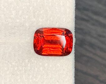 Natural  Spessartite Garnet | 3.52 Carats  |  cushion cut | Red color | unheated |   Loose Gemstones