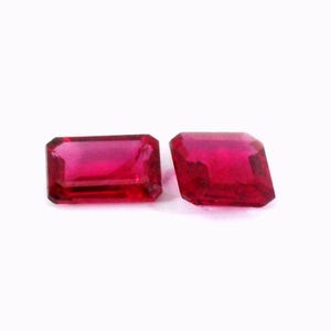 0.55cts - Natural Mogok Red Spinel-4x3mm - Square cut -red color-2pcs  - loose gemstone/cloud19gemstones