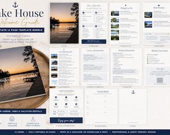 Lake House Welcome Guide Template | Airbnb VRBO Guest Book (Digital Download)