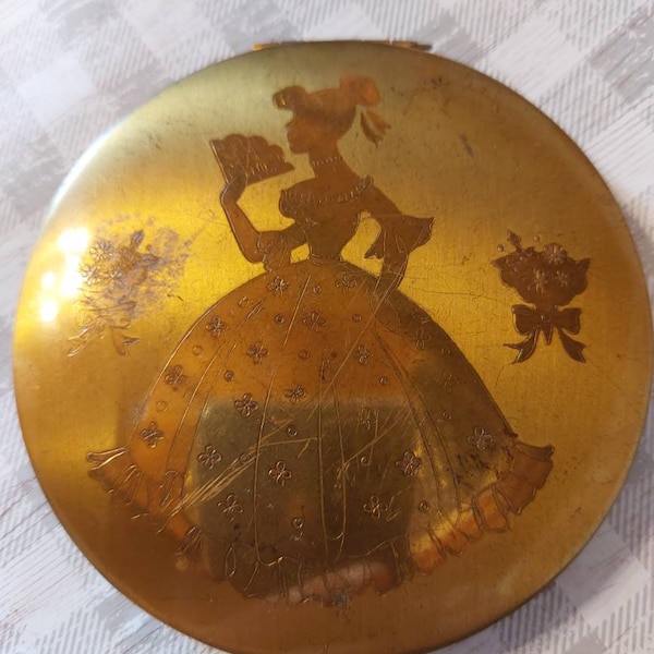 Vintage brass powder compact