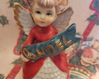Vintage JOY Angel Christmas Bell Ornament 1940 1950 MCM Angel