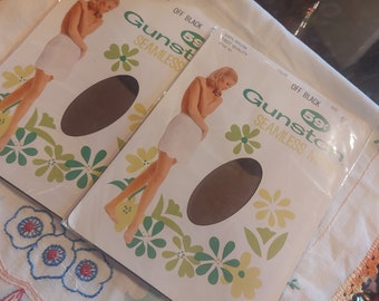 Vintage Gunston seamless mesh panyhose/stockings