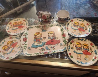Vintage tin tea play set