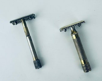 Vintage/Antique Gold + Silver Metal Razor Blade - Mens Shaving