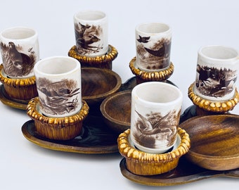 Vintage Woodland Shot Glass Barware Set